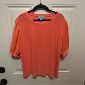Cece Puff Sleeve Short Sleeve Blouse